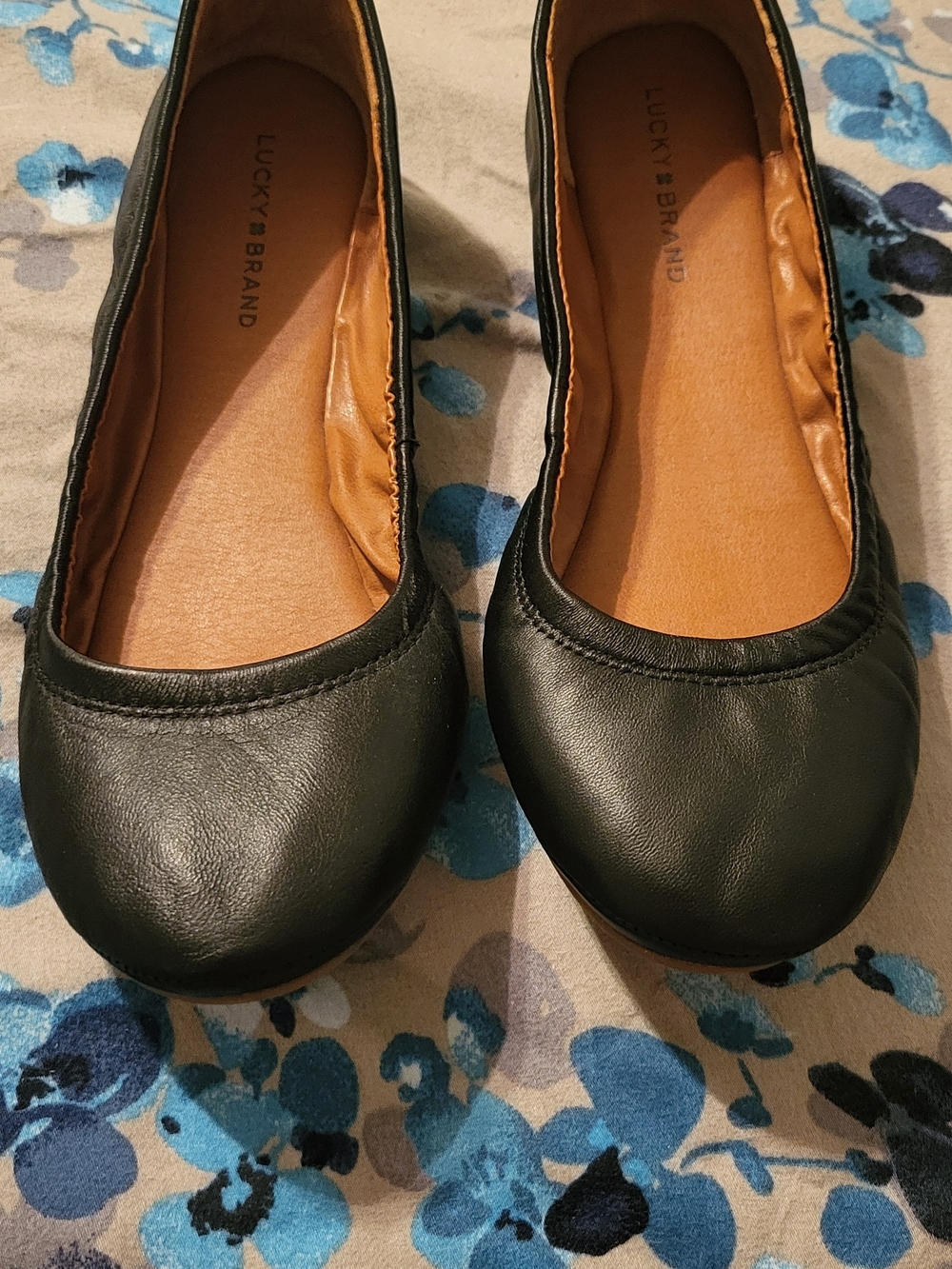 Lucky Brand Black Leather Ballet Flats
